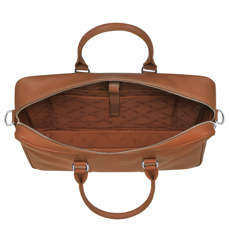 Mallette Longchamp Le FOULONNÉ M Homme Caramel Soldes | L2123021F72-