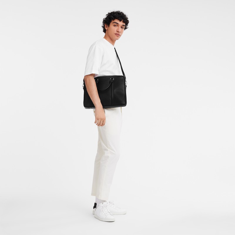 Mallette Longchamp Le FOULONNÉ M Homme Noir Soldes | L2123021047-