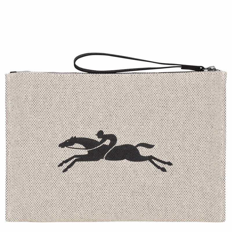 Pochettes Longchamp Essential Homme Blanche Soldes | 34136HSG037-