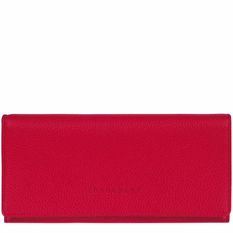 Portefeuilles Longchamp Le FOULONNÉ Continental Femme Rouge Soldes | L3044021C39