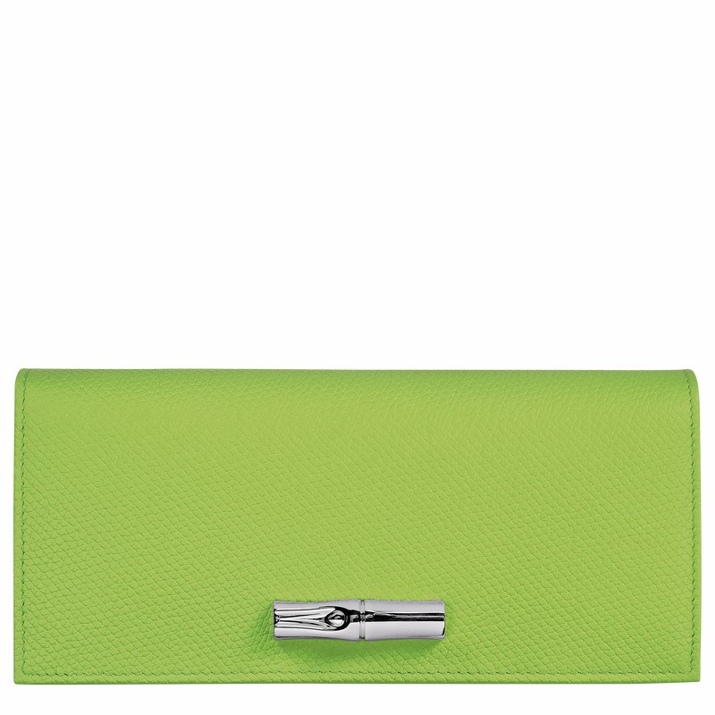 Portefeuilles Longchamp Le Roseau Flap Femme Vert Soldes | L3044HFP355
