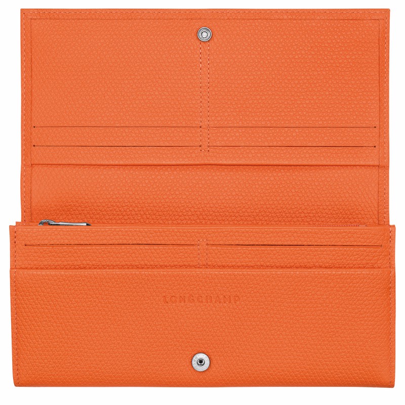Portefeuilles Longchamp Le Roseau Flap Femme Orange Soldes | L3044HFP017