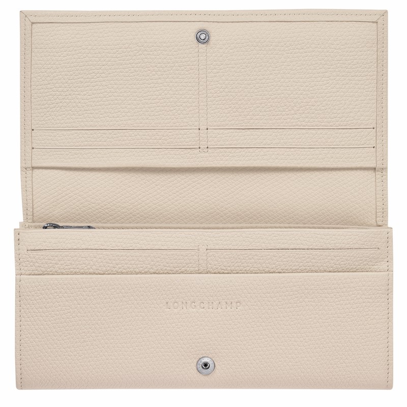 Portefeuilles Longchamp Le Roseau Flap Femme Blanche Soldes | L3044HFP555