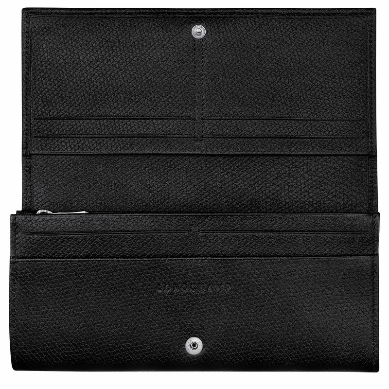 Portefeuilles Longchamp Le Roseau Flap Femme Noir Soldes | L3044HFP001