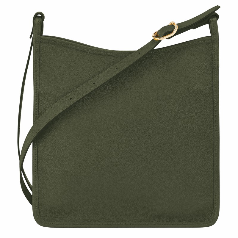 Sac Bandoulière Longchamp Le FOULONNÉ M Femme Kaki Soldes | 10140021892