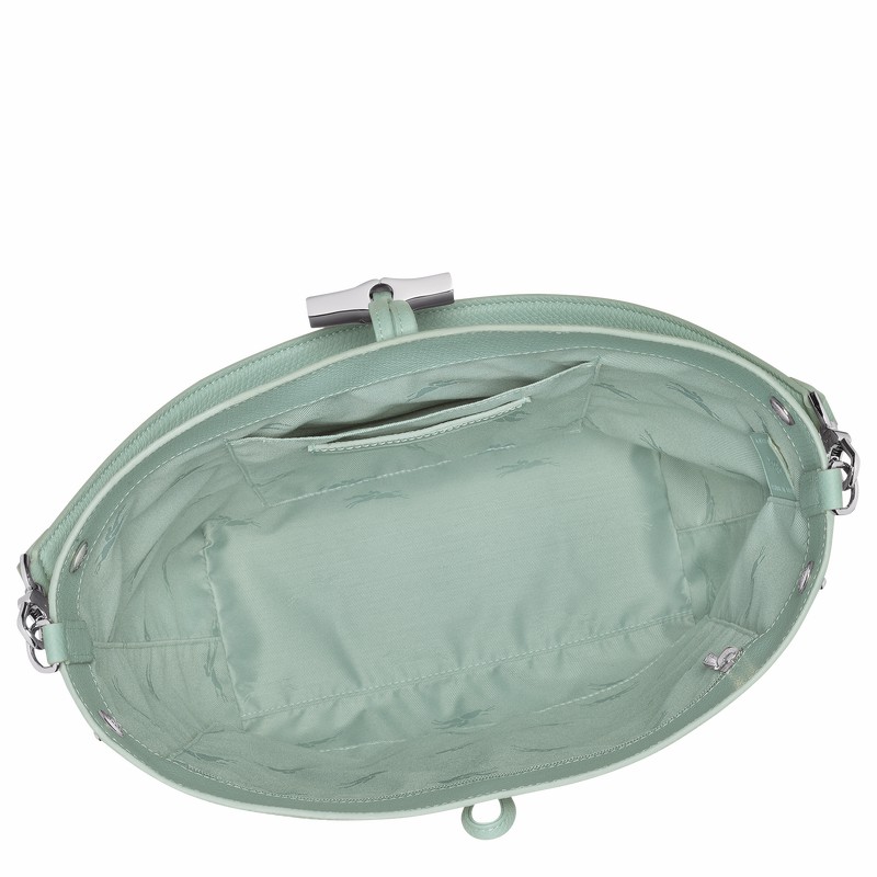 Sac Bandoulière Longchamp Le Roseau M Femme Céladon Soldes | 10281HFP282