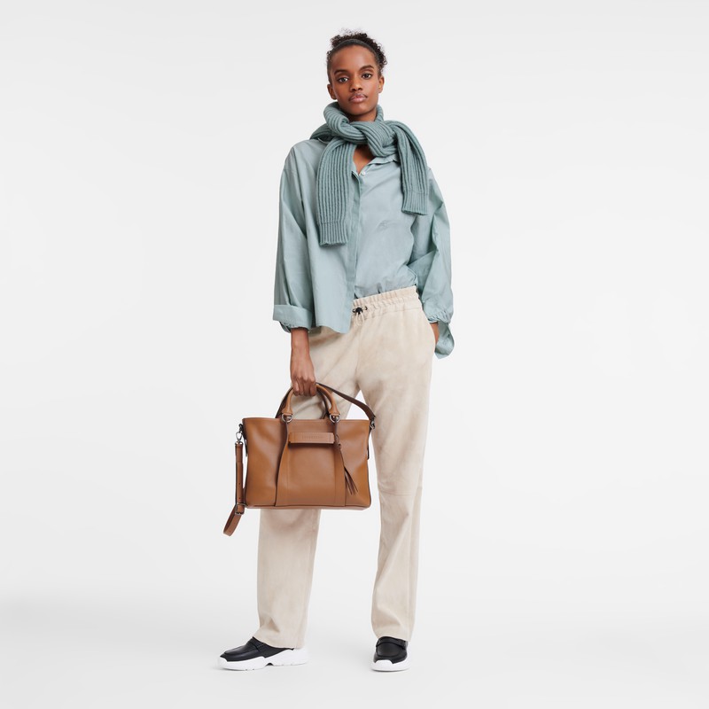 Sac a Main Longchamp 3D L Femme Beige Soldes | 10198HCV016