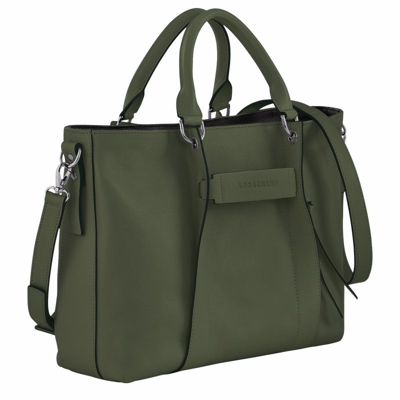 Sac a Main Longchamp 3D L Femme Kaki Soldes | 10198HCV292
