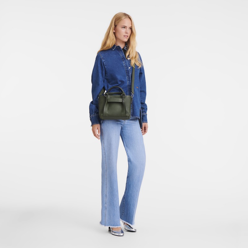 Sac a Main Longchamp 3D S Femme Kaki Soldes | 10197HCV292