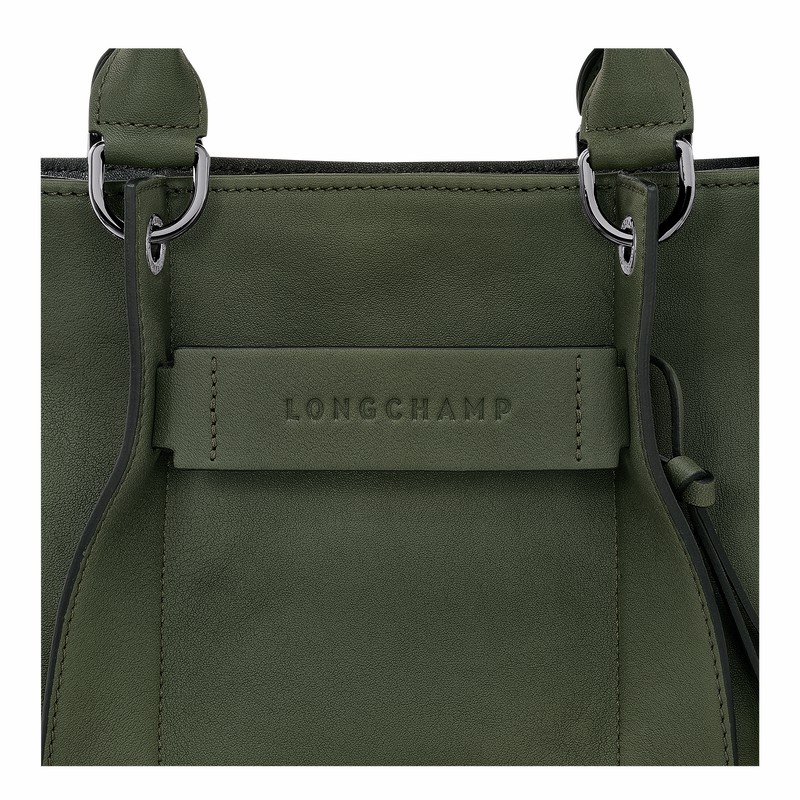 Sac a Main Longchamp 3D S Femme Kaki Soldes | 10197HCV292