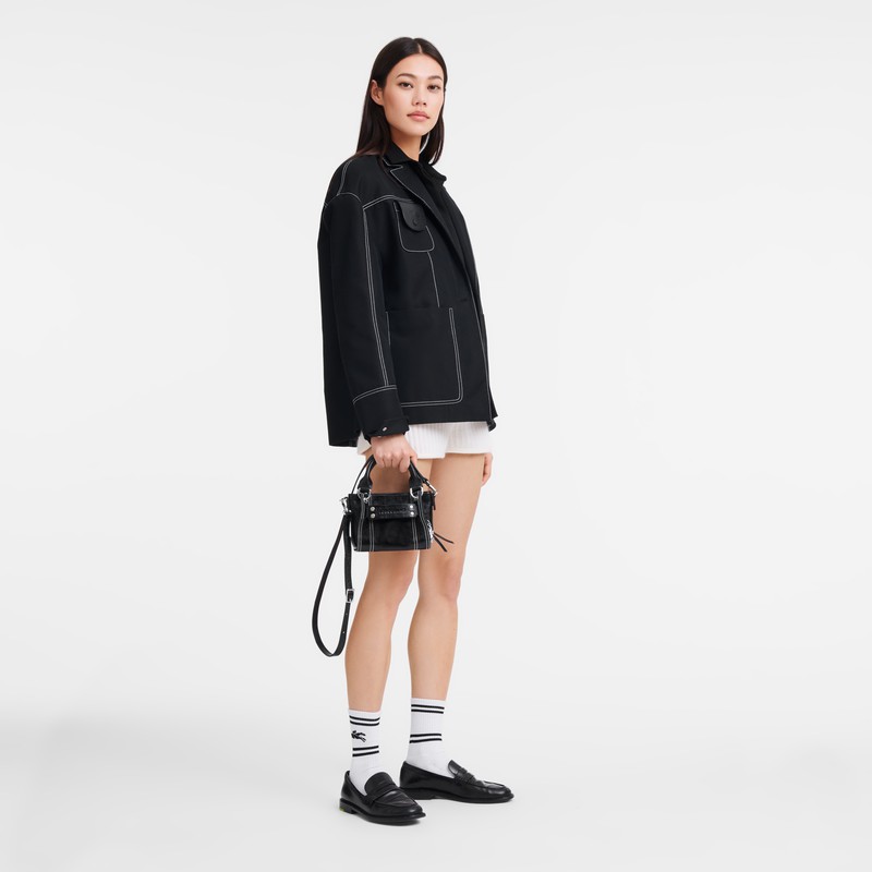 Sac a Main Longchamp 3D XS Femme Noir Soldes | 10254HEX001