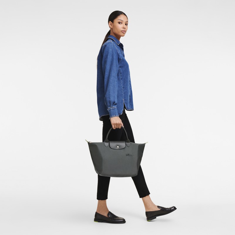 Sac a Main Longchamp Le Pliage Green M Femme Grise Foncé Soldes | L1623919P66