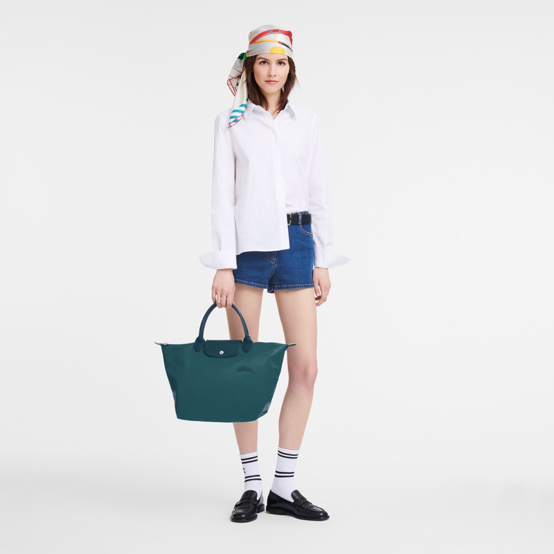 Sac a Main Longchamp Le Pliage Green M Femme Paon Soldes | L1623919P89