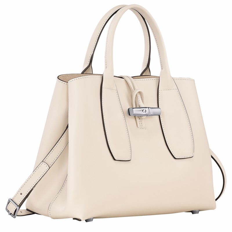 Sac a Main Longchamp Le Roseau M Femme Blanche Soldes | 10058HCL037
