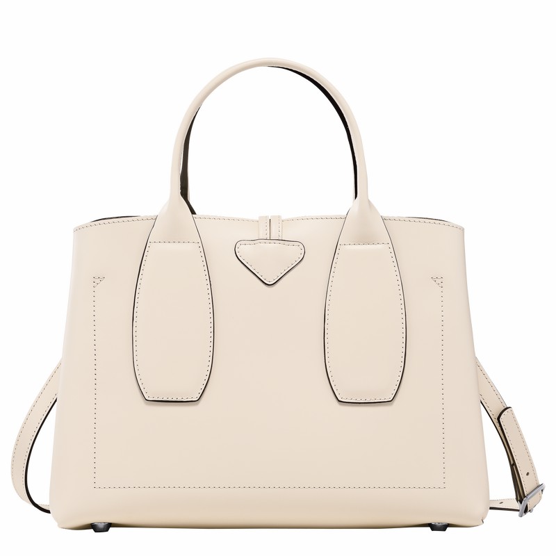 Sac a Main Longchamp Le Roseau M Femme Blanche Soldes | 10058HCL037