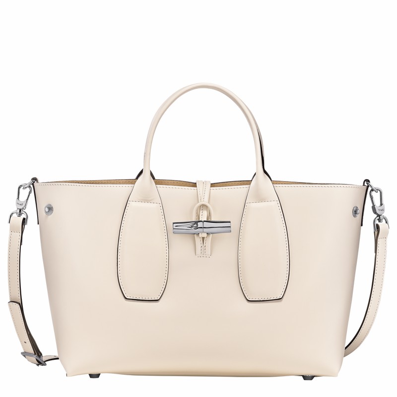 Sac a Main Longchamp Le Roseau M Femme Blanche Soldes | 10058HCL037