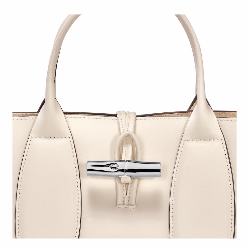 Sac a Main Longchamp Le Roseau M Femme Blanche Soldes | 10058HCL037