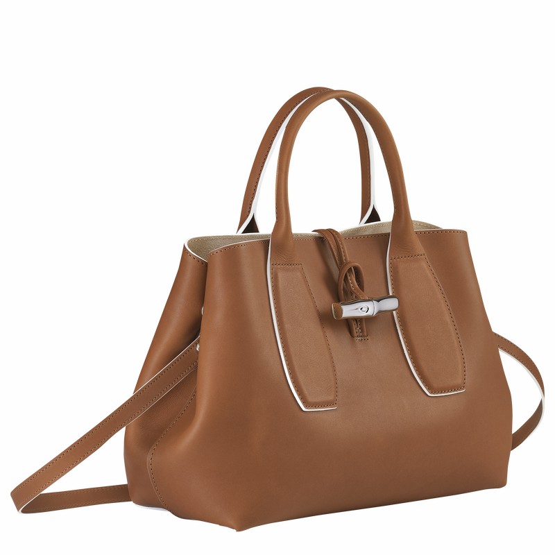 Sac a Main Longchamp Le Roseau M Femme Marron Soldes | 10058HQS504