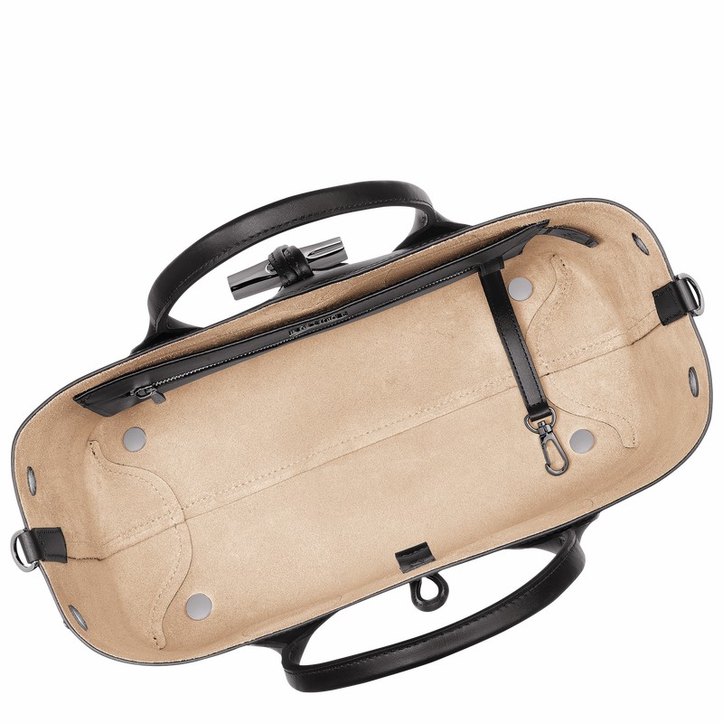 Sac a Main Longchamp Le Roseau M Femme Noir Soldes | 10058HCN001