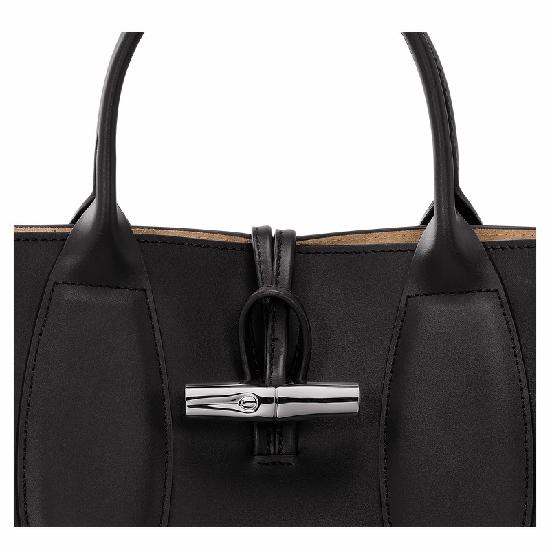 Sac a Main Longchamp Le Roseau M Femme Noir Soldes | 10058HCN001