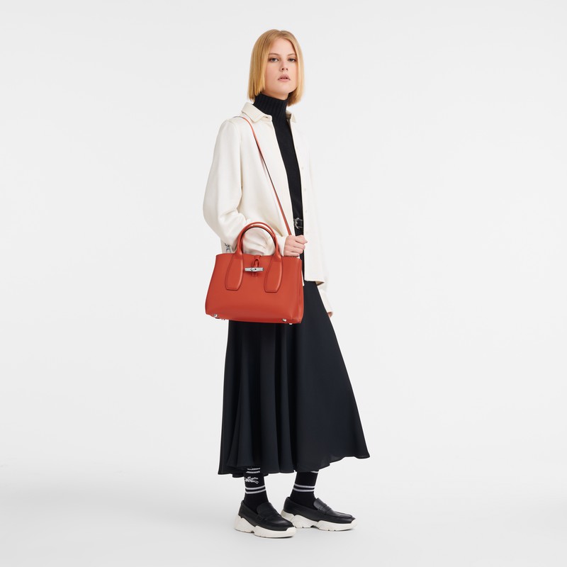 Sac a Main Longchamp Le Roseau M Femme Orange Soldes | 10058HCL685