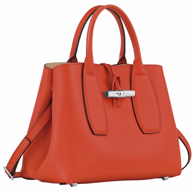 Sac a Main Longchamp Le Roseau M Femme Orange Soldes | 10058HCL685