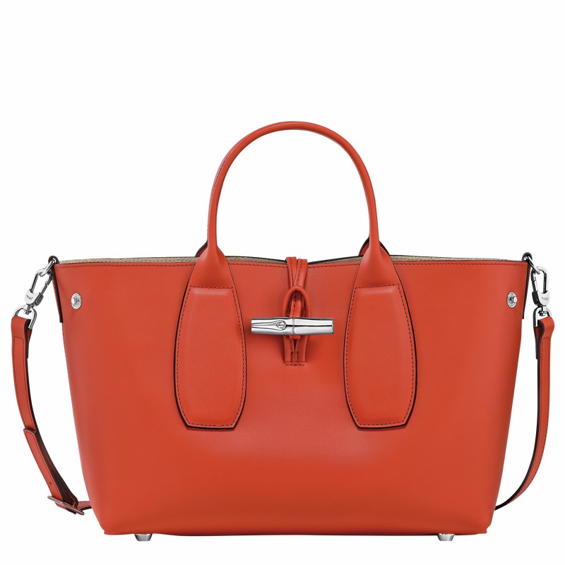 Sac a Main Longchamp Le Roseau M Femme Orange Soldes | 10058HCL685