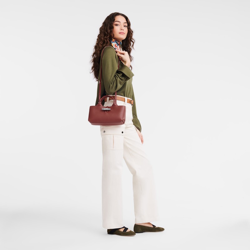 Sac a Main Longchamp Le Roseau S Femme Marron Soldes | 10280HFP404