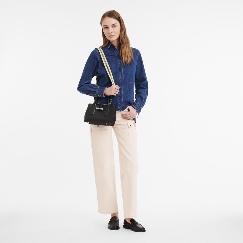 Sac a Main Longchamp Le Roseau S Femme Noir Soldes | 10095HCN001