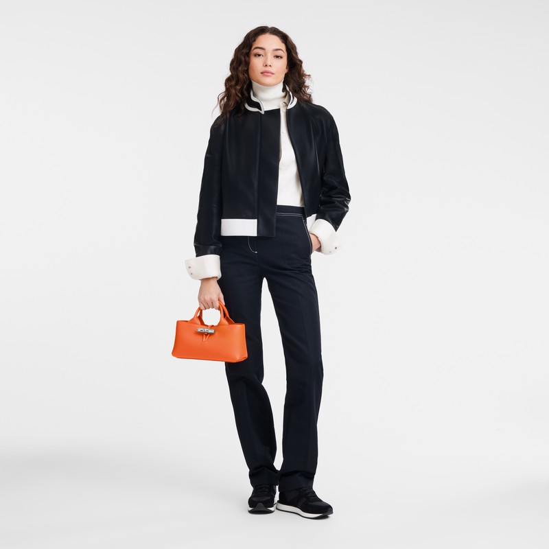 Sac a Main Longchamp Le Roseau S Femme Orange Soldes | 10280HFP017