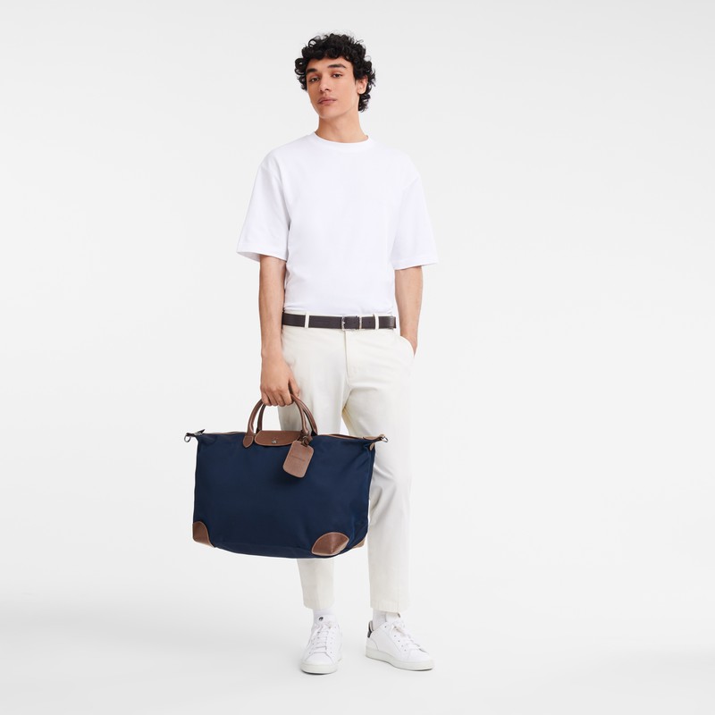 Sac de Voyage Longchamp Boxford M Femme Bleu Soldes | L1625080127