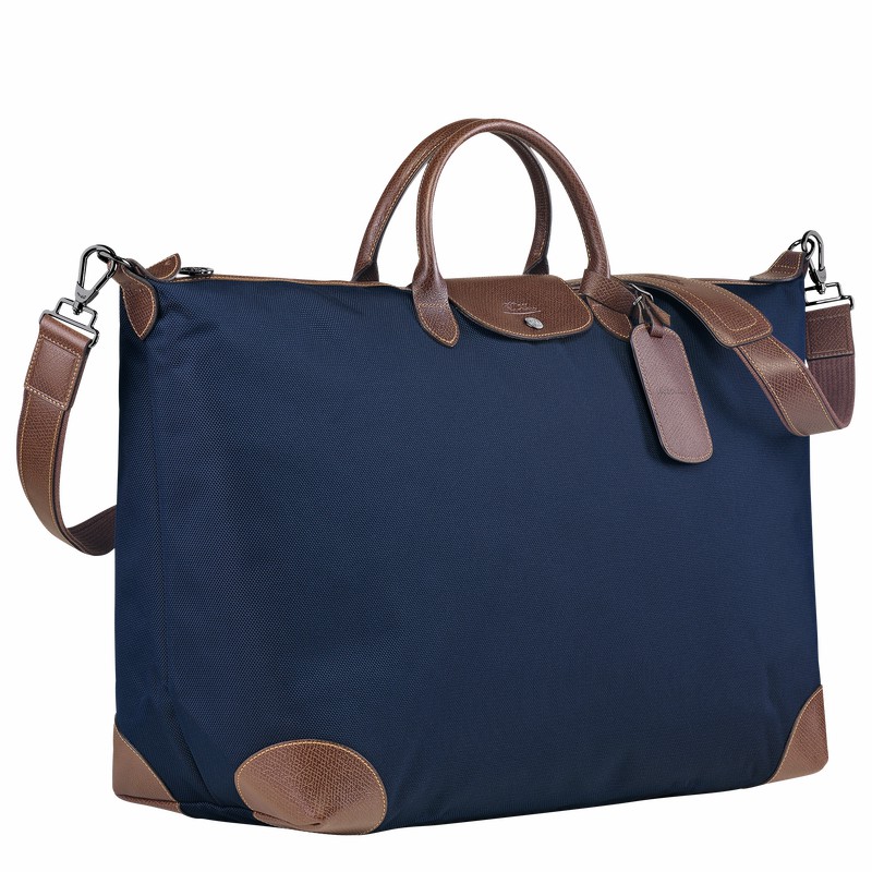 Sac de Voyage Longchamp Boxford M Femme Bleu Soldes | L1625080127