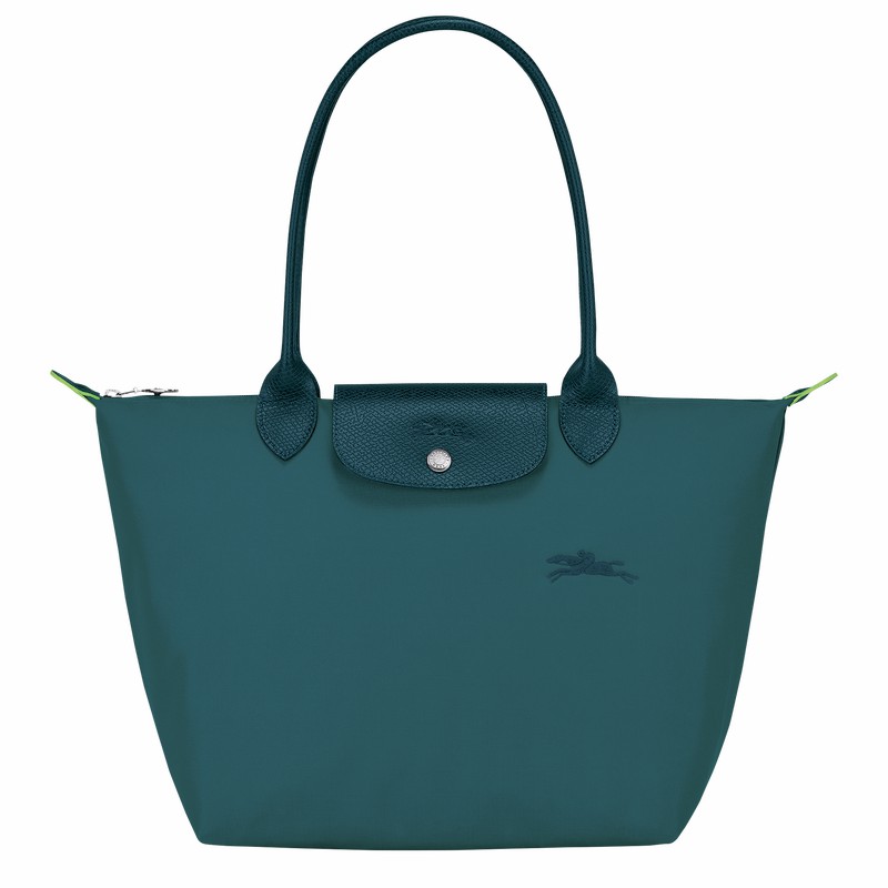 Sacs Fourre Tout Longchamp Le Pliage Green M Femme Paon Soldes | L2605919P89