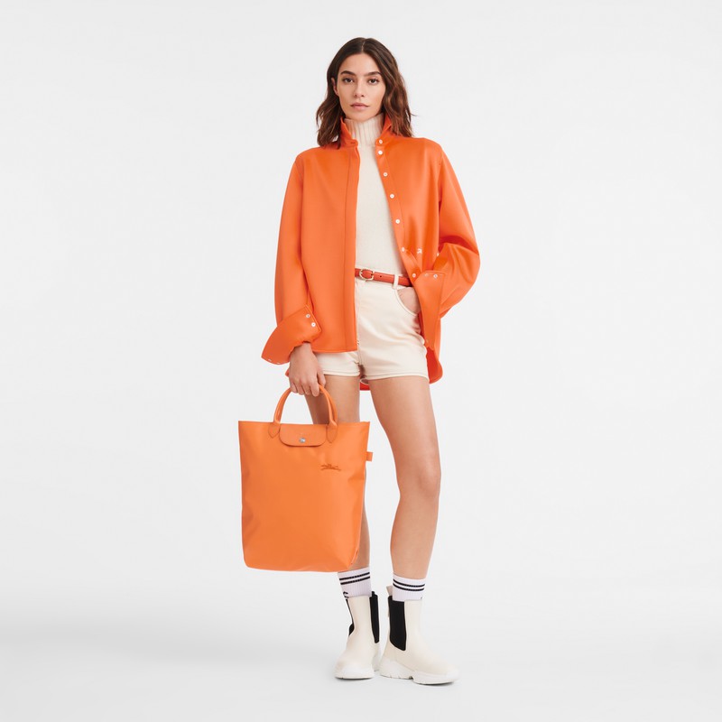 Sacs Fourre Tout Longchamp Le Pliage Green M Femme Orange Soldes | 10168919P54